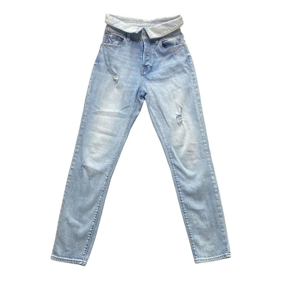 Pistola High‎ Rise Straight Jeans Size 25 Light Wash Distressed Button Fly